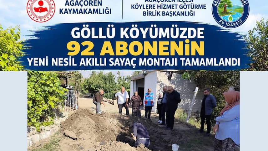 Göllü köyünde eski sayaçlar akıllı sayaçla değişti