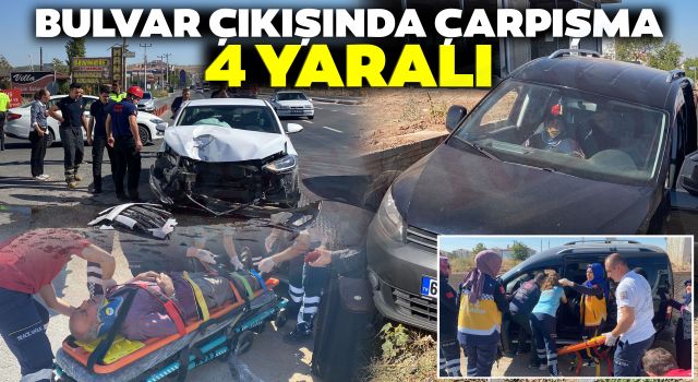 Bulvar Çıkışında Çarpışma: 4 Yaralı